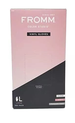 Fromm Color Studio Disposable Vinyl Clear Gloves (100 Gloves per Box) pure