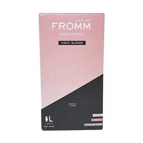 Fromm Color Studio Disposable Vinyl Clear Gloves (100 Gloves per Box) pure