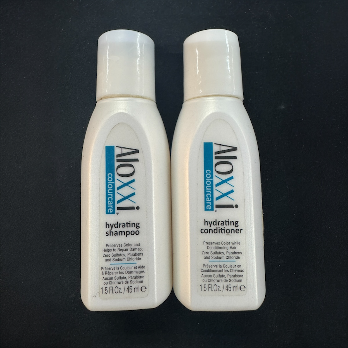 Duo Aloxxi Colour Care Hydrating Shampoo & Conditioner 1.5 oz travel pure