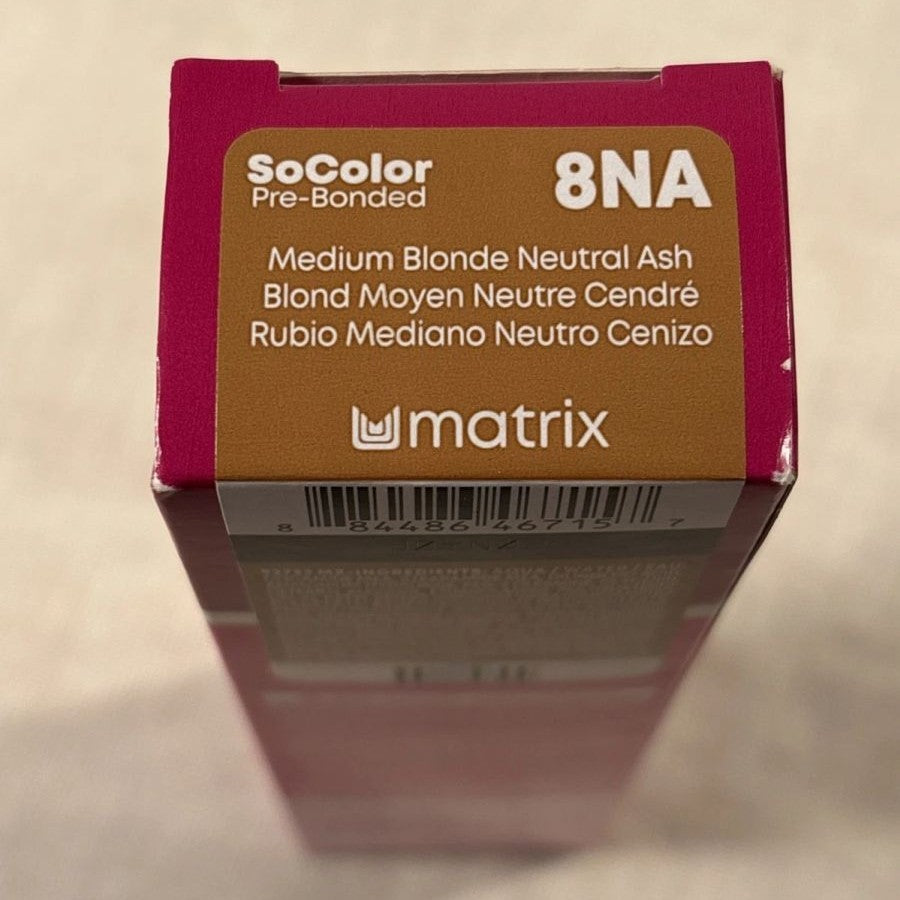 8NA Matrix SoColor Pre Bonded / Permanent Hair Color 3 oz - Med Blonde Neutral Ash pure