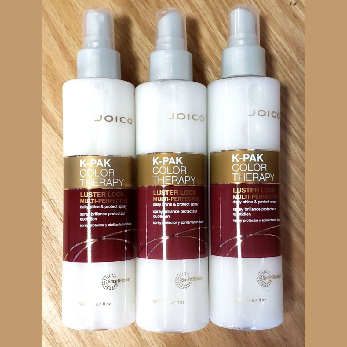 3-pack Joico K-Pak Color Therapy Luster Lock / Shine Protect Spray 6 oz pure