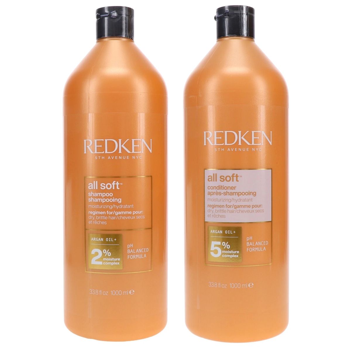 DUO Redken All Soft Shampoo & Conditioner 33.8 oz (new package) pure fs
