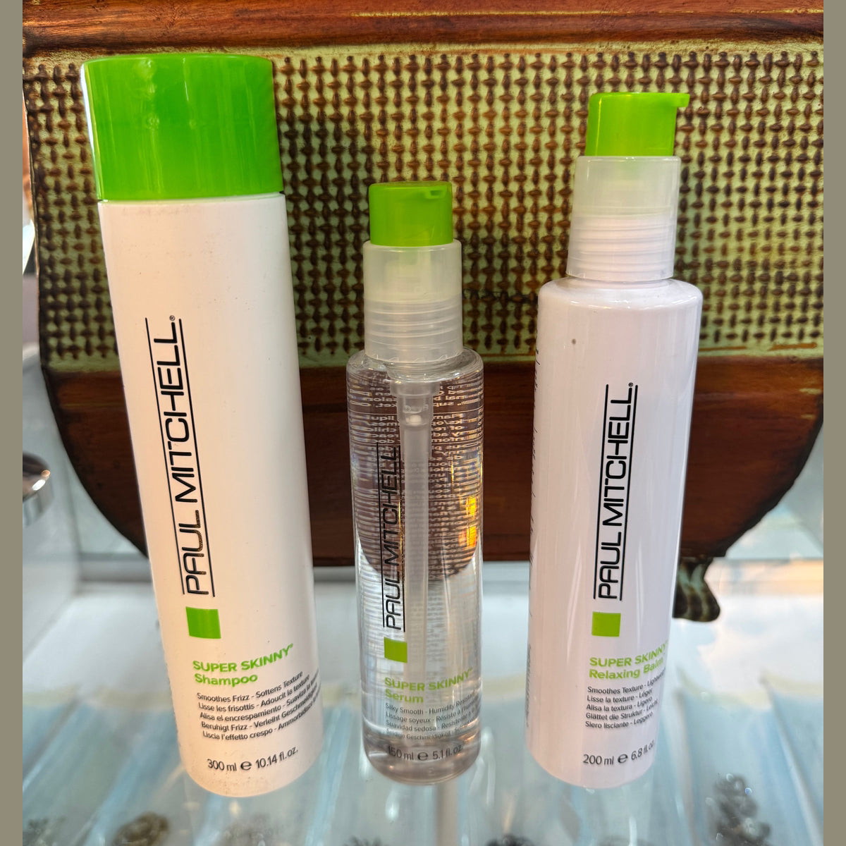 Paul Mitchell Super Skinny Trio Set with Shampoo, Serum, and Relaxing Balm for frizz control
