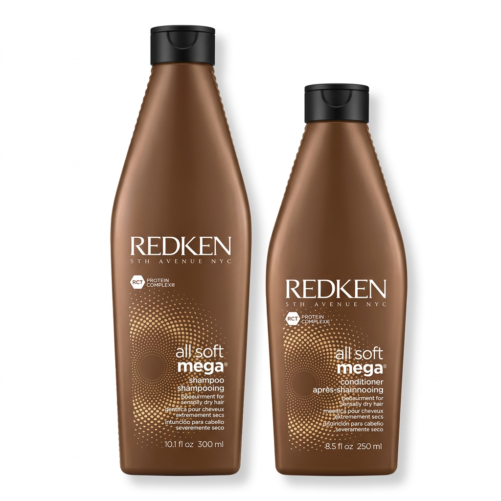 Duo Redken All Soft Mega Shampoo and Conditioner, 10.1 oz & 8.5 oz - OG / pure