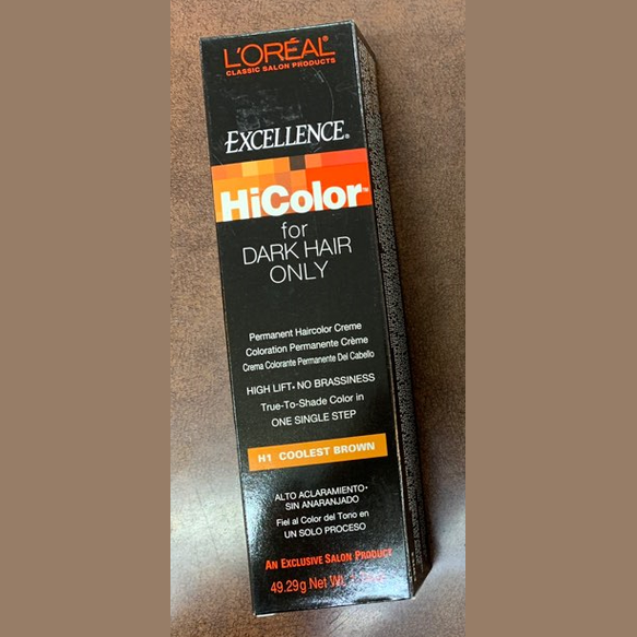 Loreal Excellence Creme Permanent HiColor, 1.74 oz H1 Coolest Brown fs
