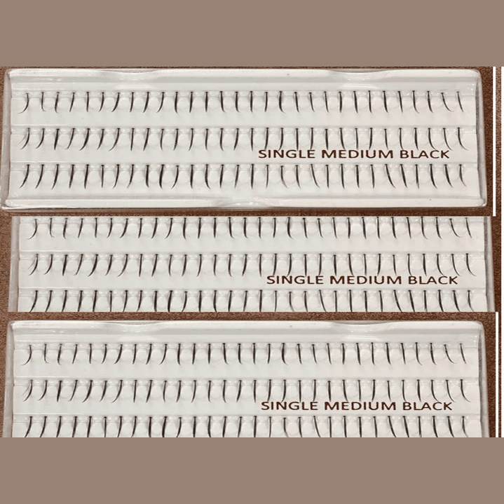 3-pack Stardel Lash 100% Human Hair/ Eyelashes Black, SINGLE MEDIUM