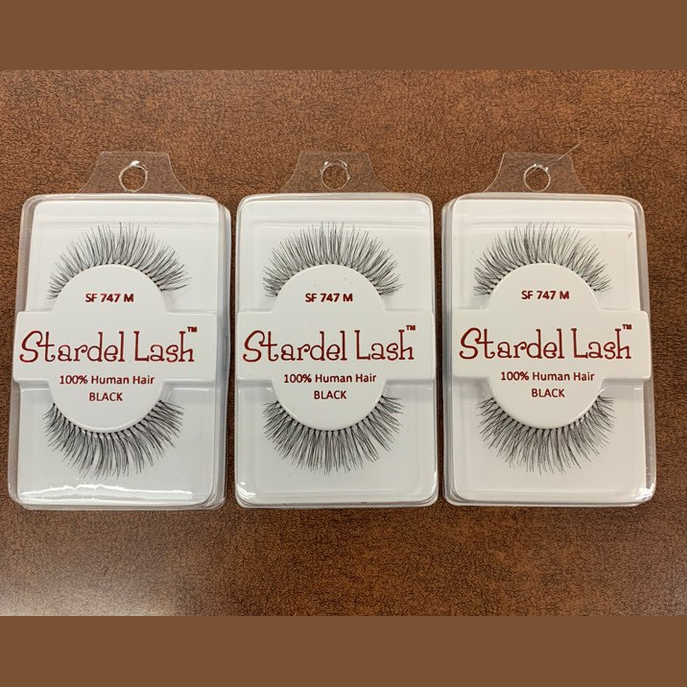 SF 747M Stardel Lash 100% Human Hair Eyelashes Black, (pack of 3)
