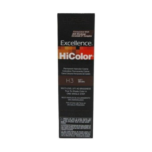 Loreal Excellence • HiColor Permanent H3 Soft Brown 1.74 oz fs