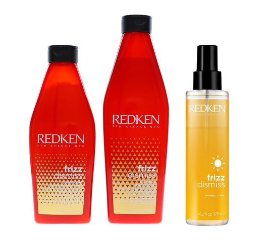 Set of 3 - Redken Frizz Dismiss Shampoo & Condi (10/8oz) + Mist 4.2 oz / fs