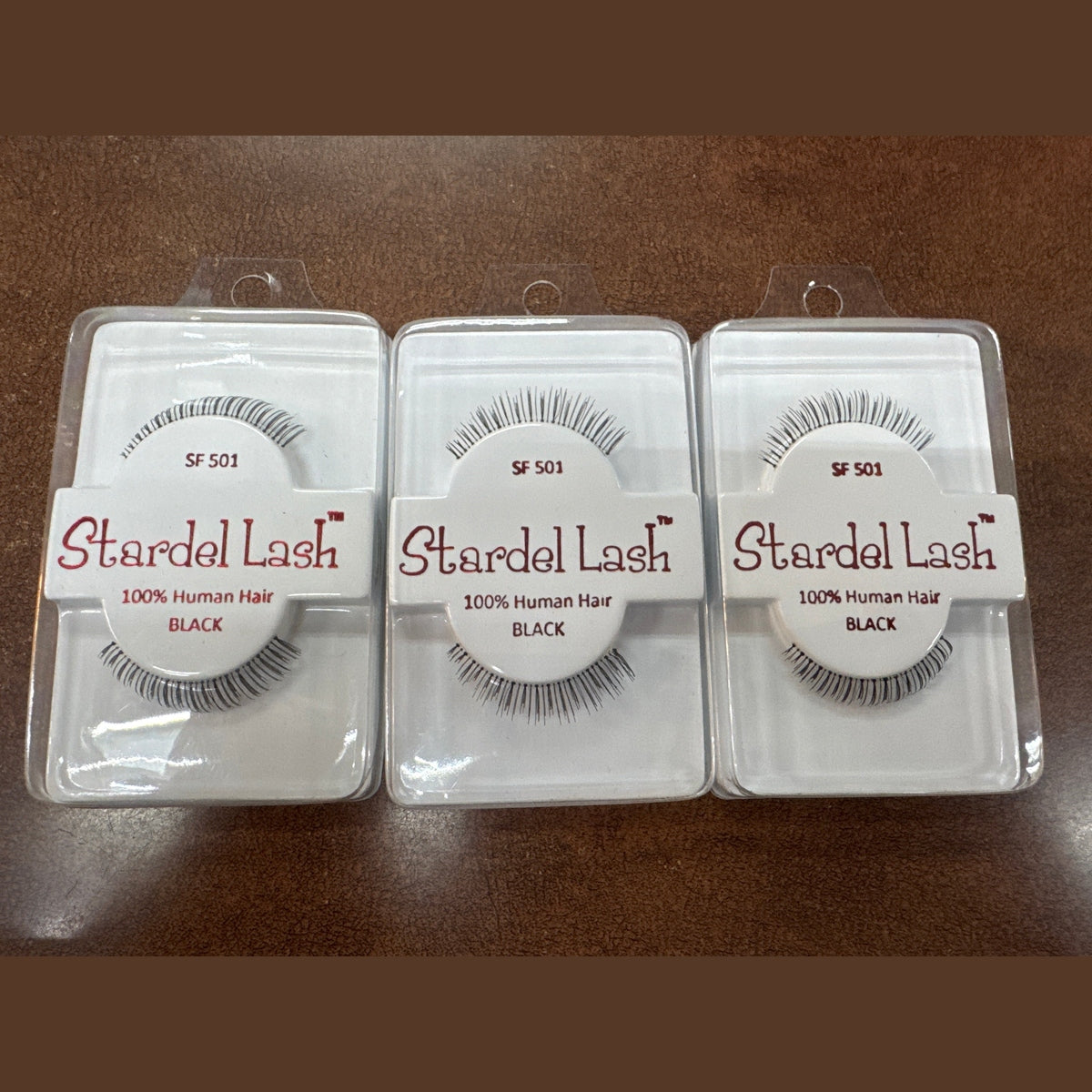 Stardel Lash 100% Human Hair Eyelashes Black, SF 501 (Pack of 3) pure