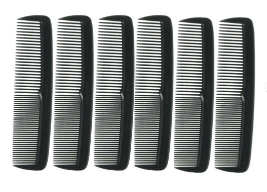 (6 Pack) Black Professional Hair Pocket Size 5" Unbreakable Comb fs