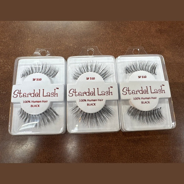 Stardel Lash 100% Human Hair Eyelashes Black, SF 510 (Pack of 3) fs