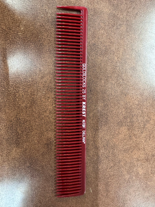 Krest 25 Burgundy goldilocks long sectioning comb 7 1/4" - 1pc fs