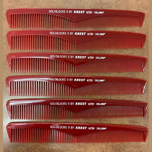 Krest / 9 Burgandy Clipper hair comb Extra Thin Taper : 7 1/2" - pack of 6