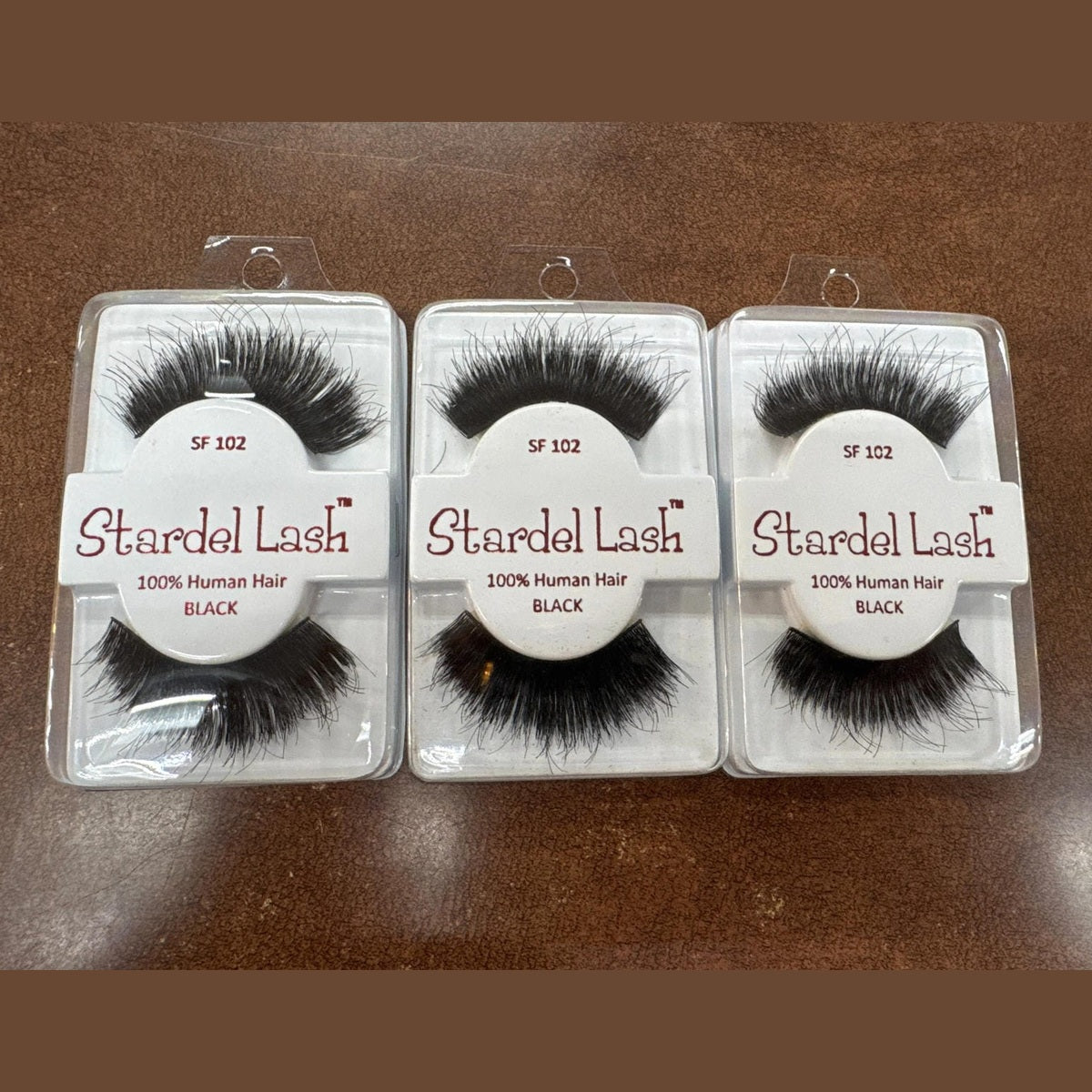 Stardel Lash 100% Human Hair Eyelashes Black, SF 102 (pack of 3)