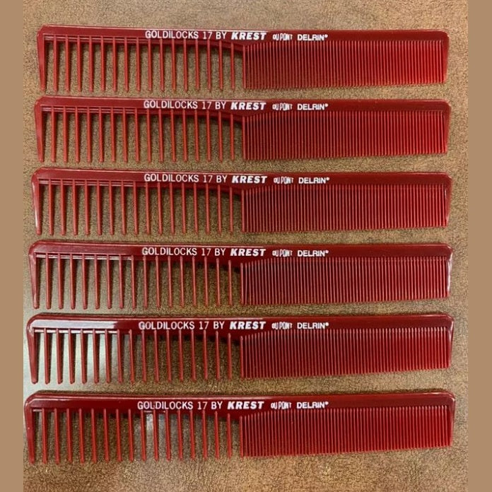 6 PACK - Krest / G17 Burgundy , Goldilocks Styler Comb 7"