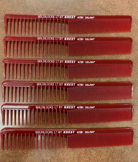 6 PACK - Krest / G17 Burgundy , Goldilocks Styler Comb 7"