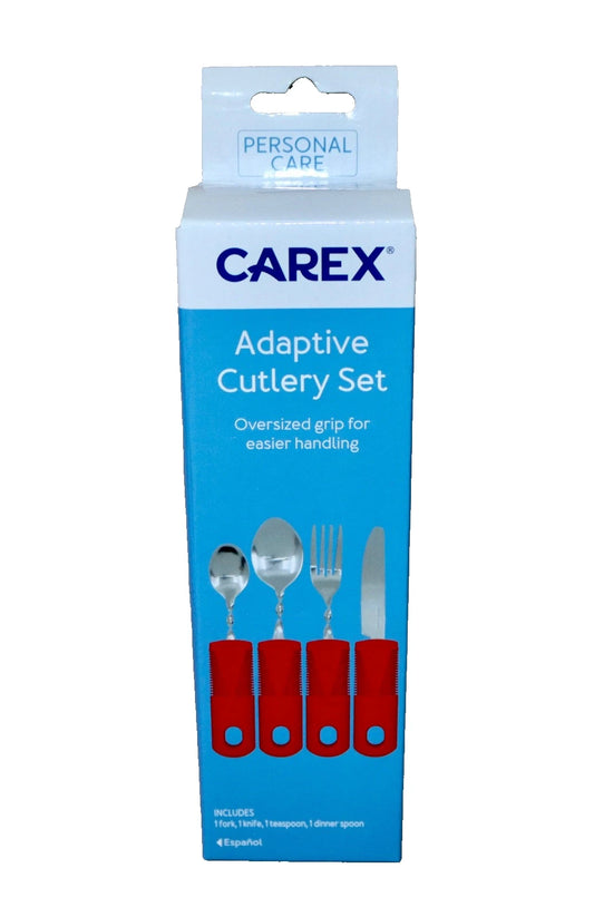 Carex Adaptive Cutlery Set - Red Set of 4 / Oversized Bendable Utensils,  BRAND NEW