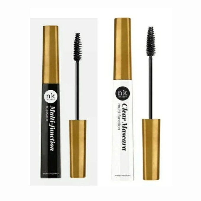 (2 Pack) Nicka K Multi Function Mascara, Black & Clear Water-Resistant