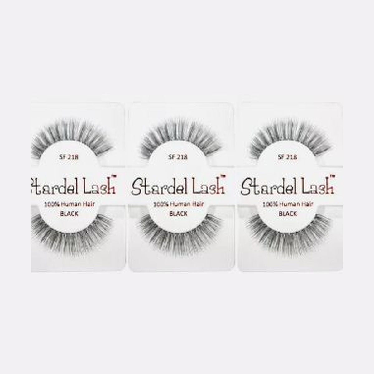 Stardel Lash 100% Human Hair Eyelashes Black, SF 218 (pack of 3)