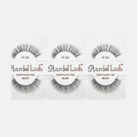 Stardel Lash 100% Human Hair Eyelashes Black, SF 218 (pack of 3)