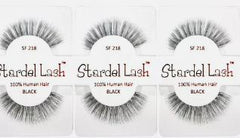 Stardel Lash 100% Human Hair Eyelashes Black - SF 218 (pack of 3) pure
