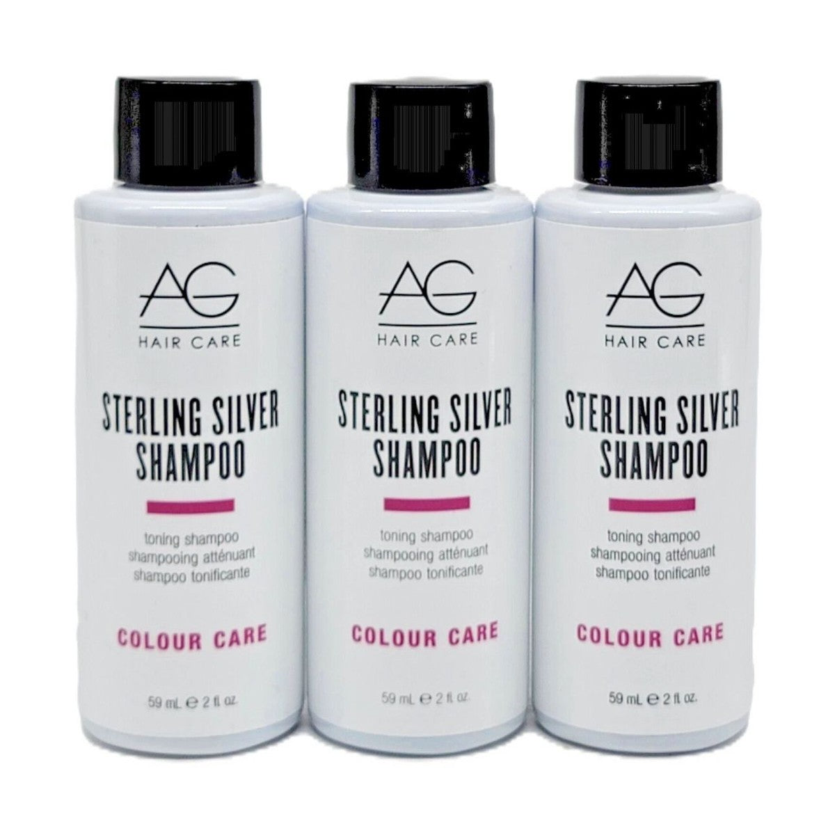 3-pack AG Hair Sterling Silver Toning , Shampoo 2 oz / Travel