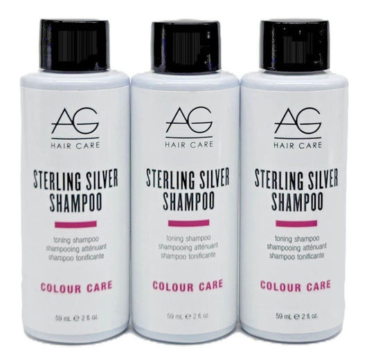 3-pack AG Hair Sterling Silver Toning , Shampoo 2 oz / Travel