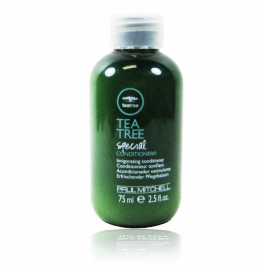 Green bottle of Paul Mitchell Tea Tree Special Conditioner on a white background