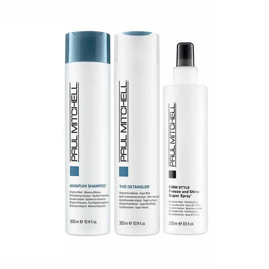Set of 3 - Paul Mitchell Original Awapuhi Shampoo, Detangler, Freeze and Shine Spray / pure