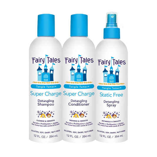 3 pc set - Fairy Tales / Super Charge Detangling Shampoo & leave in spray 12 oz