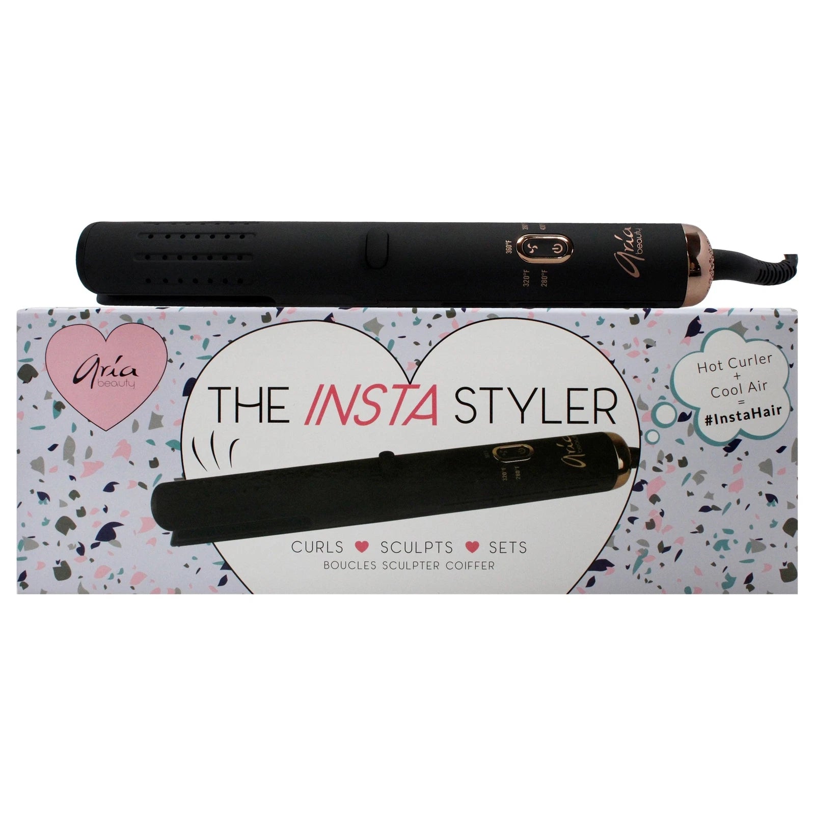 Insta Styler - Ceramic Hair Curler / Black by Aria Beauty [ #542683 ]