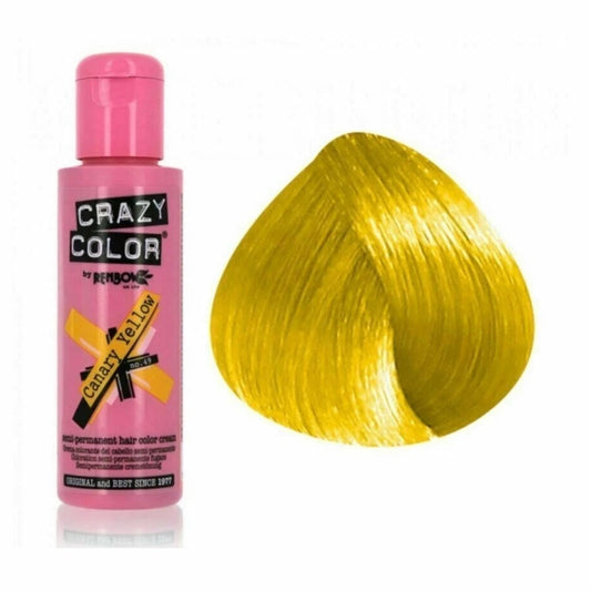 100ml Crazy Color Semi Permanent Hair Color Dye Cream Canary Yellow 49 pure