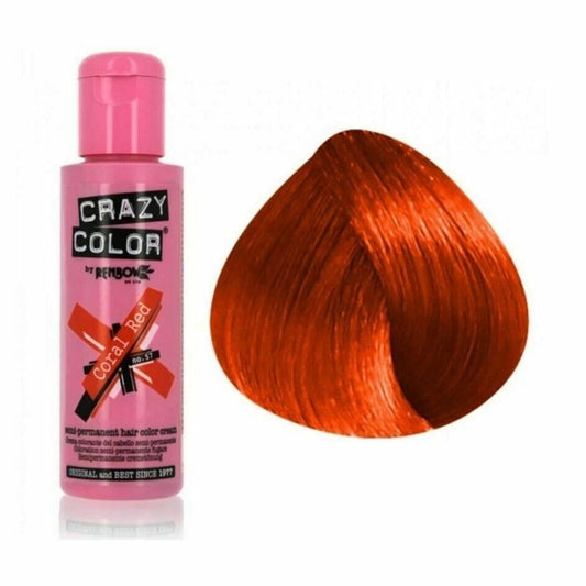 Crazy Color 100ml Semi Permanent Hair Color Dye Cream Coral Red 57 pure