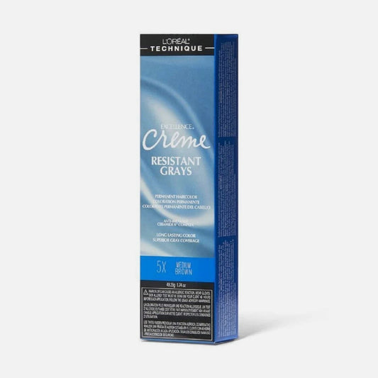 1.74 oz Loreal Excellence Creme Resistant Gray Color 5X Medium Brown pure