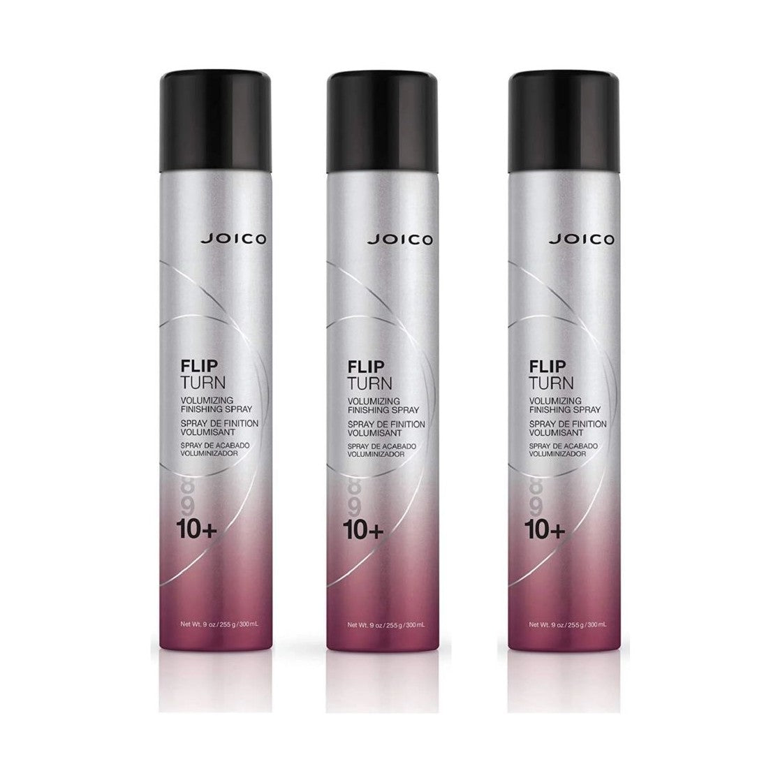 3-pack Joico Flip Turn 10+ Volumizing / Super Hold Finishing Hair Spray 9 oz pure