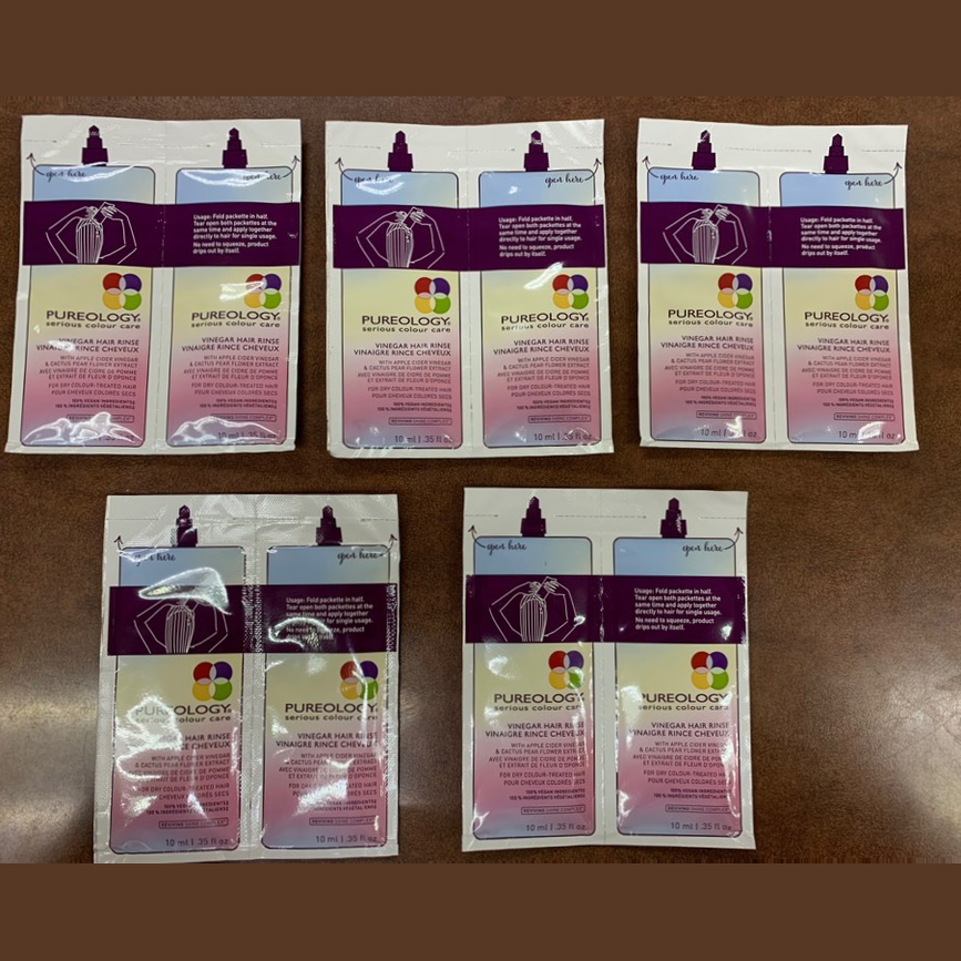 5-pack Pureology samples Vinegar, Shampoo & Conditioner .35 oz / travel sale
