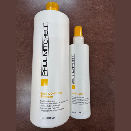 Paul Mitchell / Baby Don't Cry Kids Shampoo 33 oz & Taming Spray [8.5 oz] / Duo
