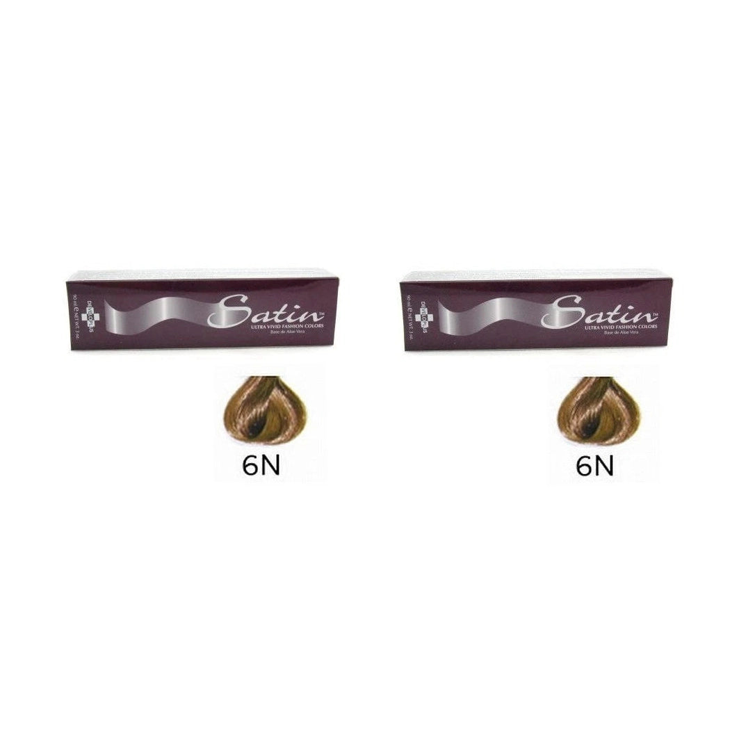 2 Pack - Satin hair color Nutural 6N / Dark Blonde Cover Gray 3 oz