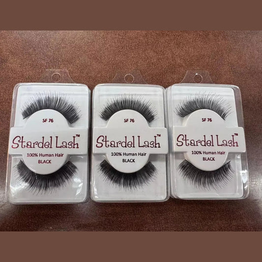 Stardel Lash 100% Human Hair Eyelashes Black, SF 76 (pack of 3)