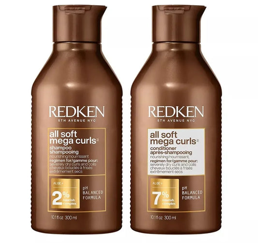 Redken All Soft Mega / Curls Shampoo & Conditioner, 10.1 oz Duo - pure
