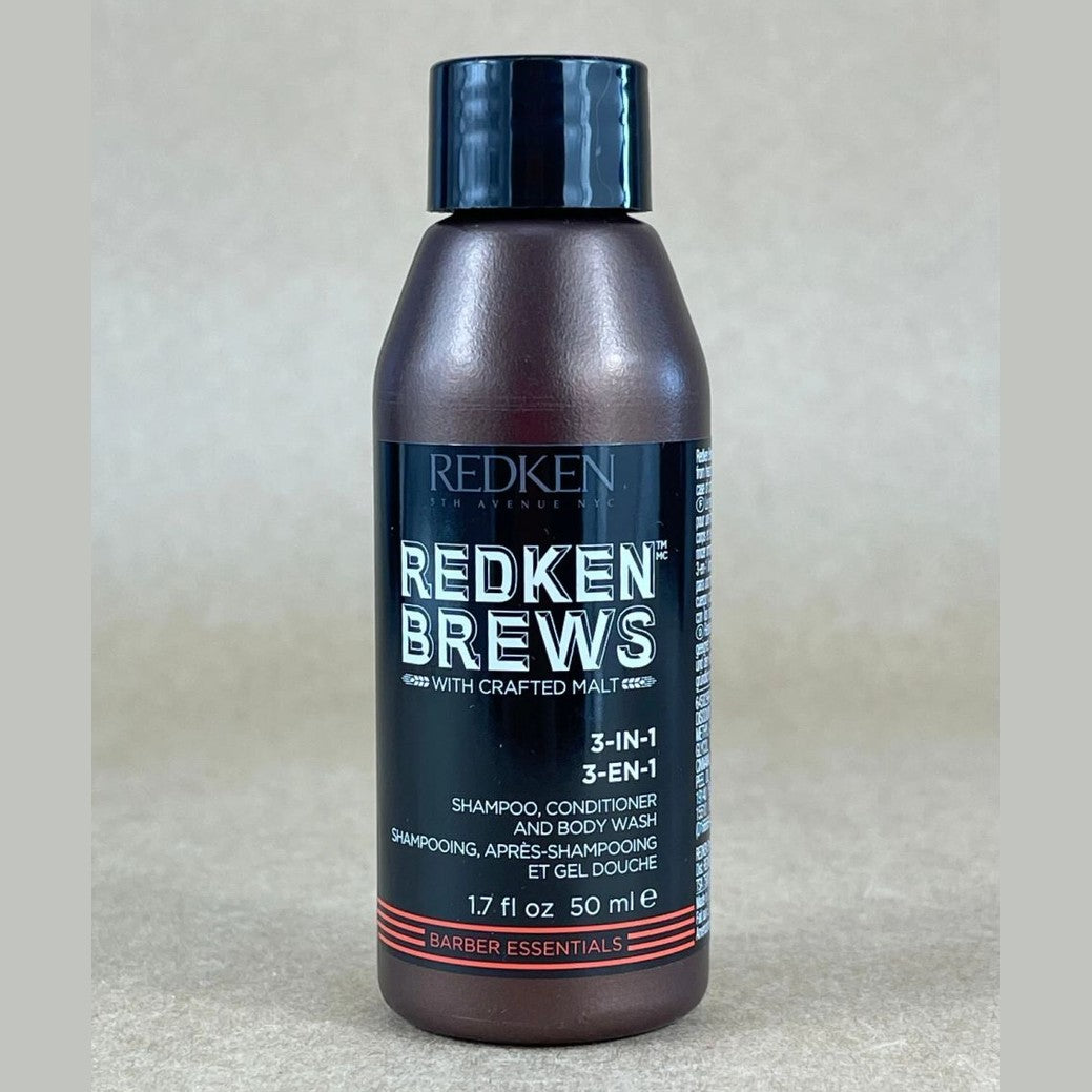 Redken brews 3 in1 shampoo conditioner / body wash 1.7 oz - travel