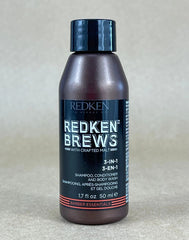 Redken brews 3 in1 shampoo conditioner / body wash 1.7 oz - travel