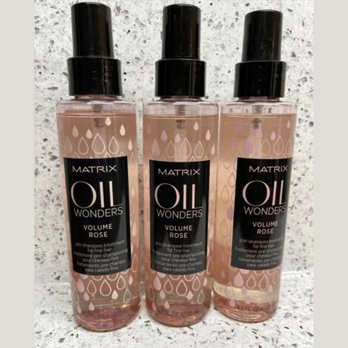 3 Pack - Matrix Oil Wonders / Volume Rose Pre Shampoo Treatment 4.2 oz care