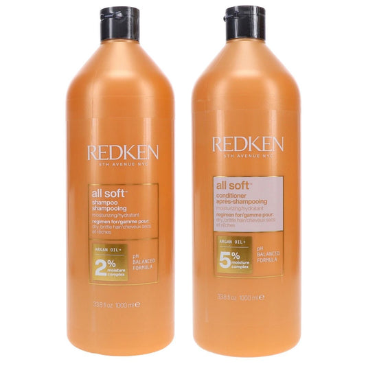 DUO Redken All Soft Shampoo & Conditioner 33.8 oz (new package) pure fs