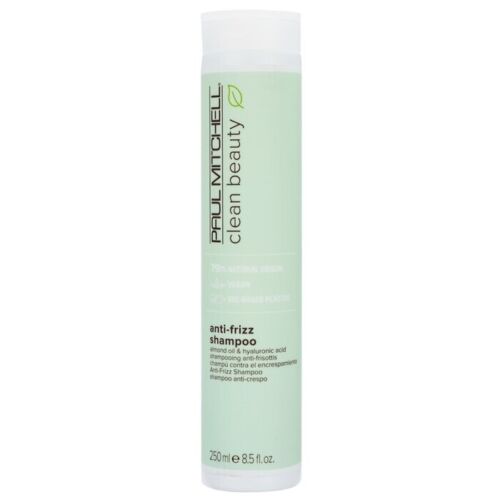 Paul Mitchell Clean Beauty Anti-Frizz Shampoo 8.5 oz bottle with almond oil and hyaluronic acid