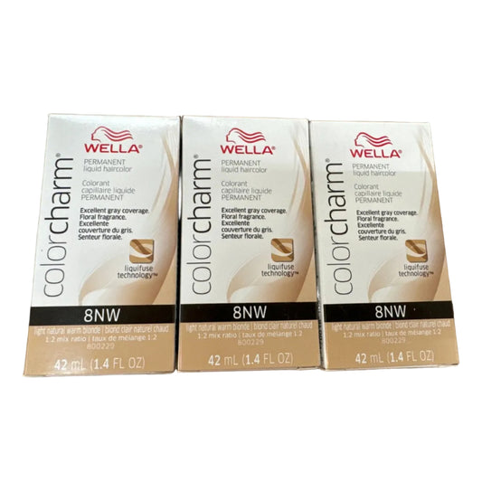 Wella Color Charm / Liquid, 8NW Light Natural Warm Blonde 1.4 oz 3-Pack