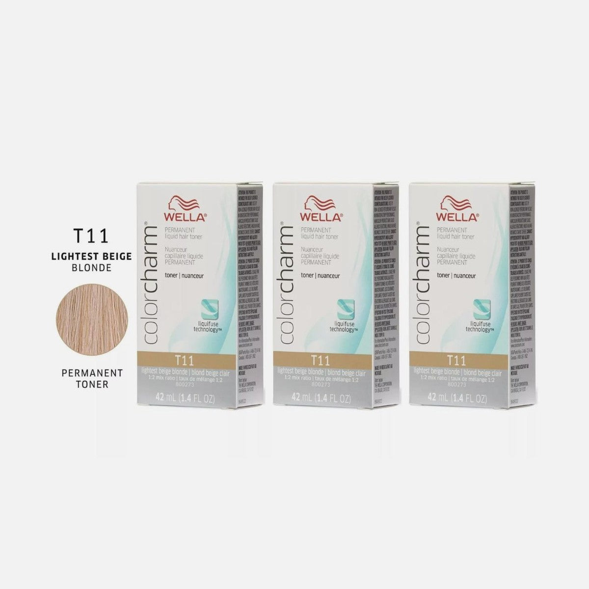 Wella Color Charm / Toner T11 Lightest Beige Blonde - Liquid 1.4 oz (pack of 3) pure fs