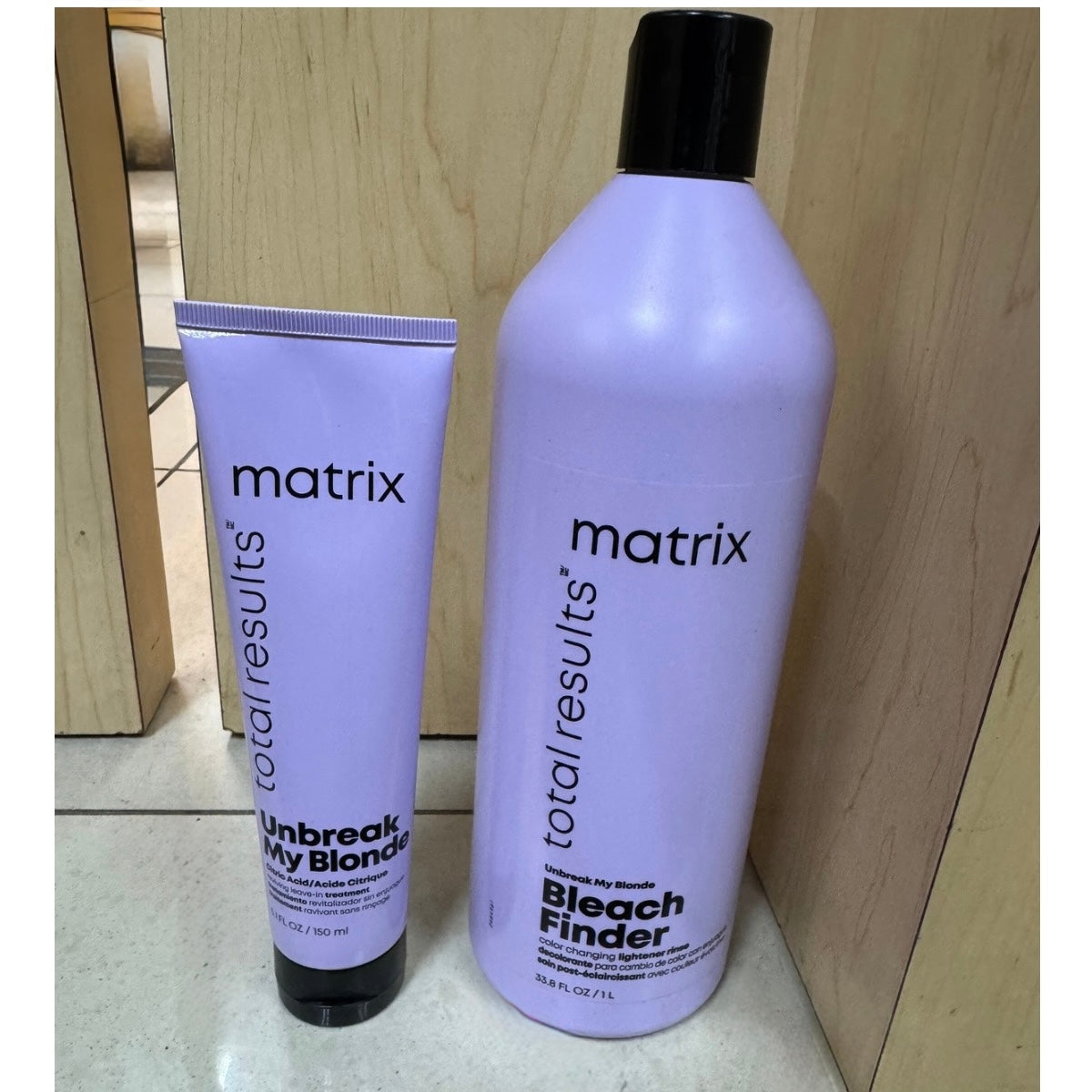 Matrix Total Results Unbreak My Blonde Bleach Finder Rinse 33.8 oz & Leave in 5 oz Duo pure