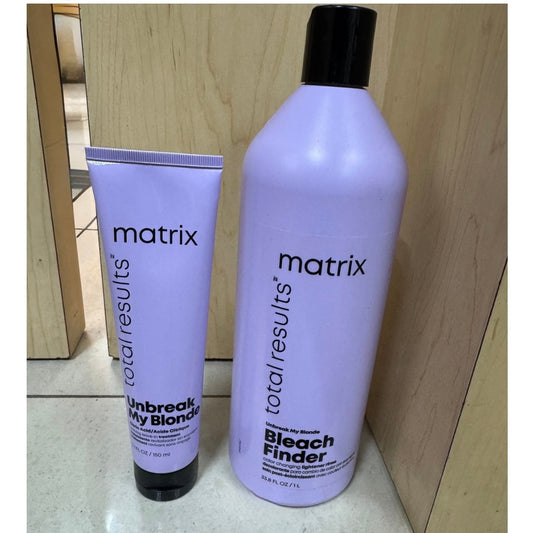 Matrix Total Results Unbreak My Blonde Bleach Finder Rinse 33.8 oz & Leave in 5 oz Duo pure